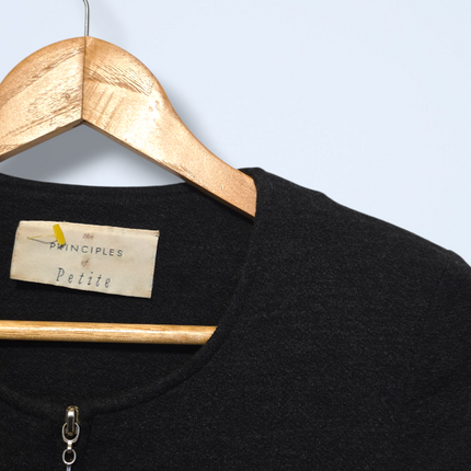 Charcoal Full-zip Long-sleeved Jacket Wool Blend Size 8 Vintage