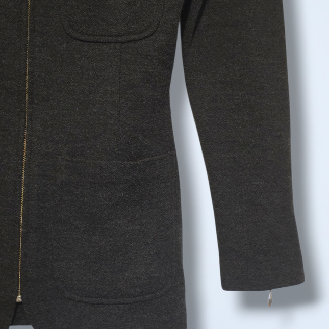 Charcoal Full-zip Long-sleeved Jacket Wool Blend Size 8 Vintage