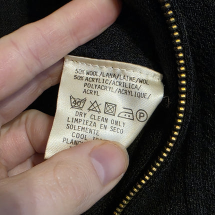 Charcoal Full-zip Long-sleeved Jacket Wool Blend Size 8 Vintage