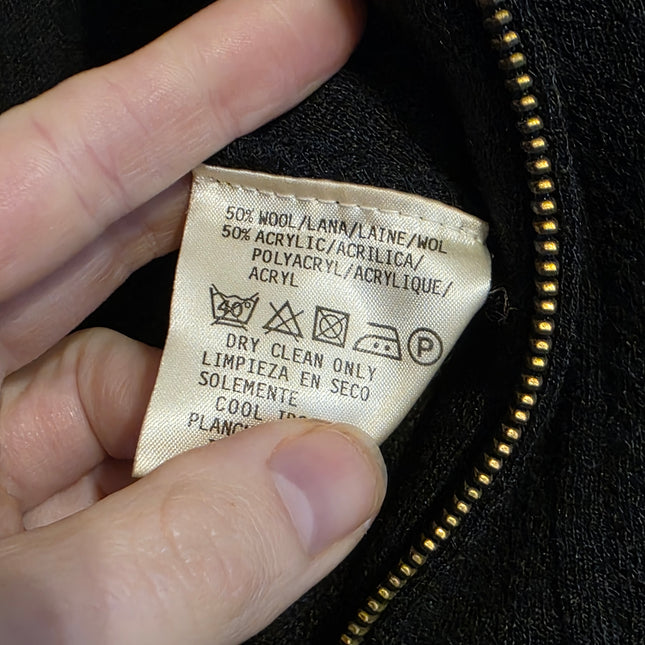 Charcoal Full-zip Long-sleeved Jacket Wool Blend Size 8 Vintage