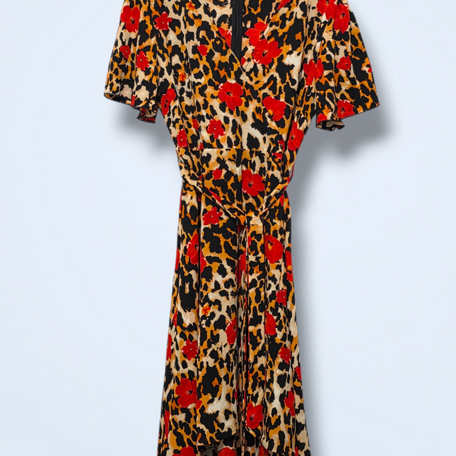 Quiz – UK 16 – Leopard Print Dress – Belted – Midi-length