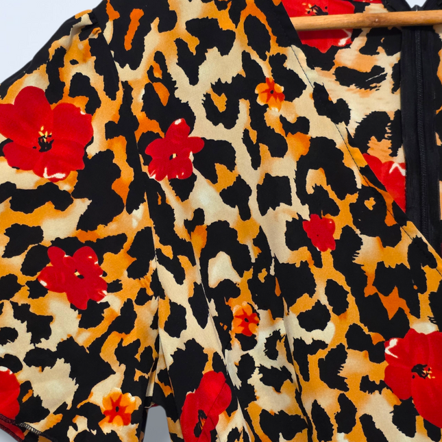 Quiz – UK 16 – Leopard Print Dress – Belted – Midi-length