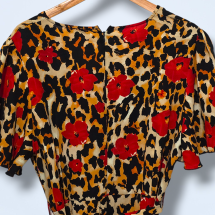 Quiz – UK 16 – Leopard Print Dress – Belted – Midi-length