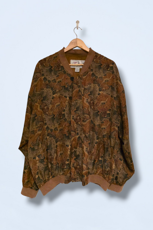 Rare Vintage Silk Bomber Jacket Dinosaur Print Size Large