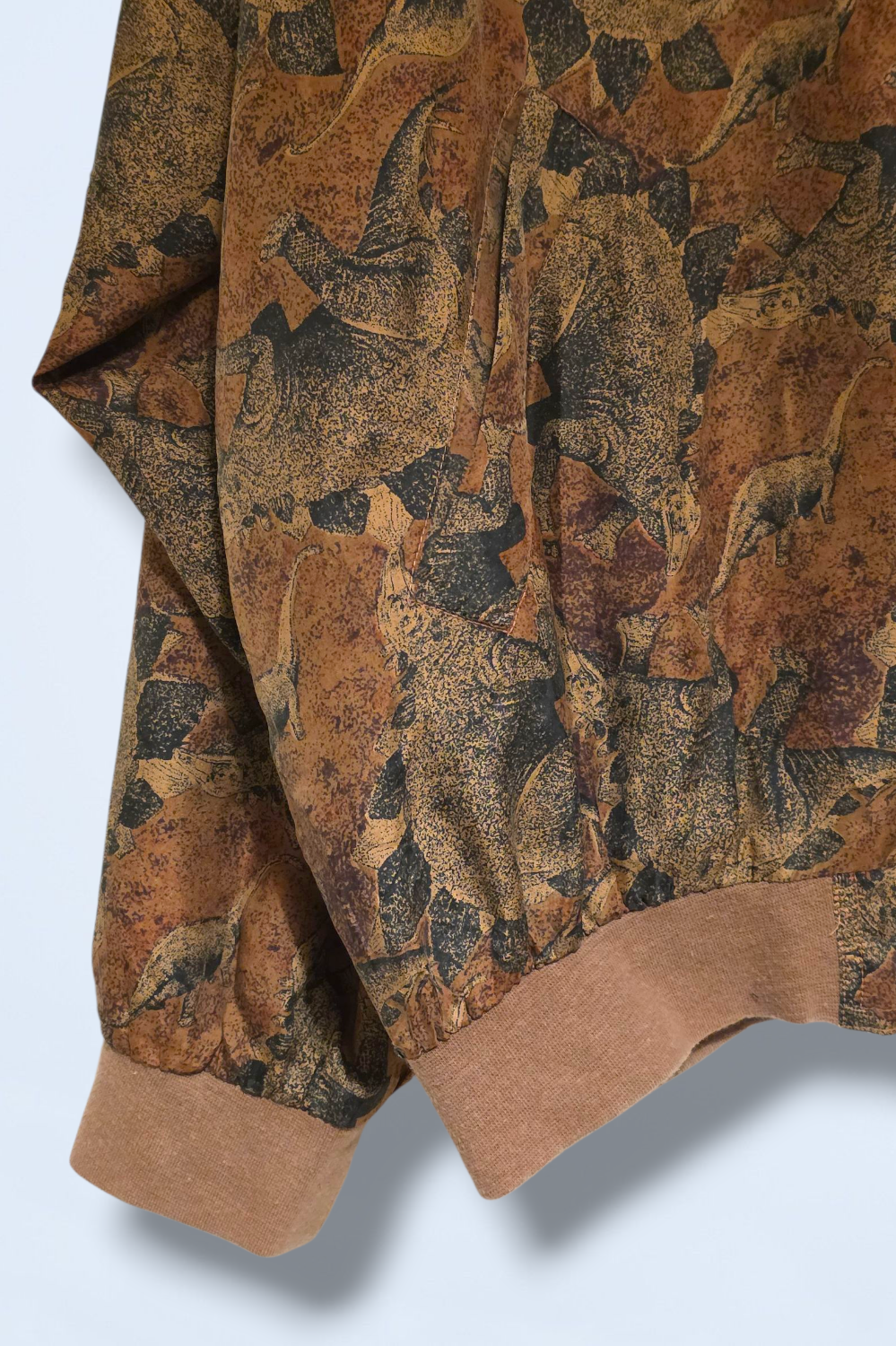 Rare Vintage Silk Bomber Jacket Dinosaur Print Size Large
