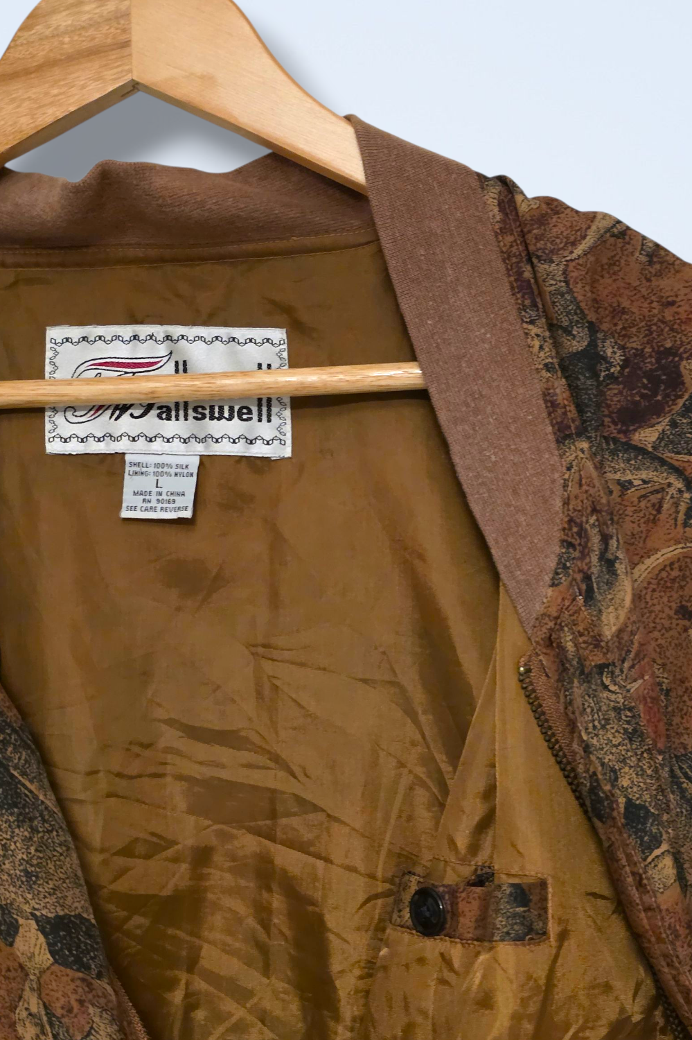 Rare Vintage Silk Bomber Jacket Dinosaur Print Size Large