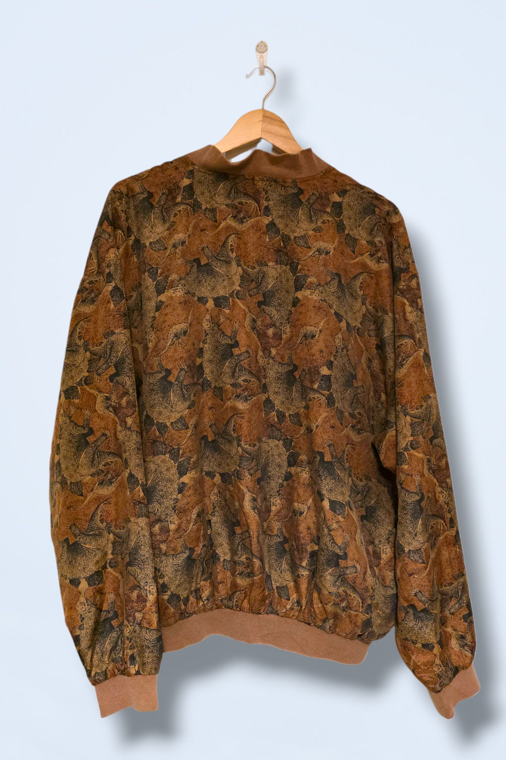 Rare Vintage Silk Bomber Jacket Dinosaur Print Size Large