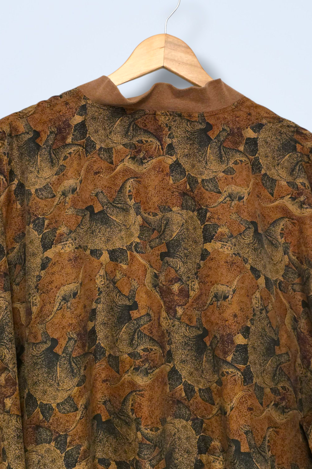 Rare Vintage Silk Bomber Jacket Dinosaur Print Size Large