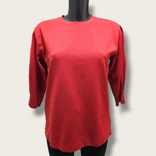 Red 3/4 Sleeved Round-neck Blouse Jigsaw