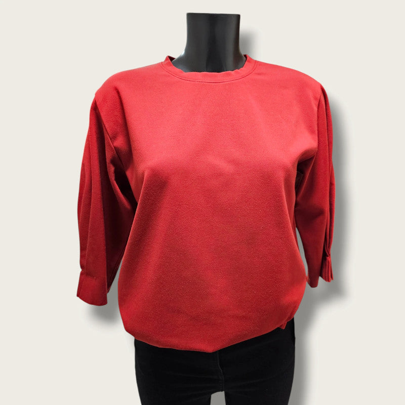 Red 3/4 Sleeved Round-neck Blouse Jigsaw