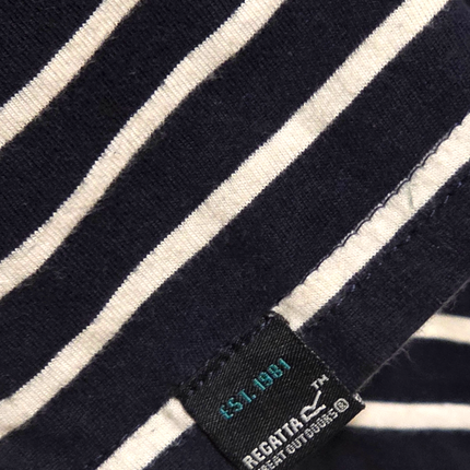 Regatta – Size 12 – Navy & White Striped Blouse – 100% Cotton