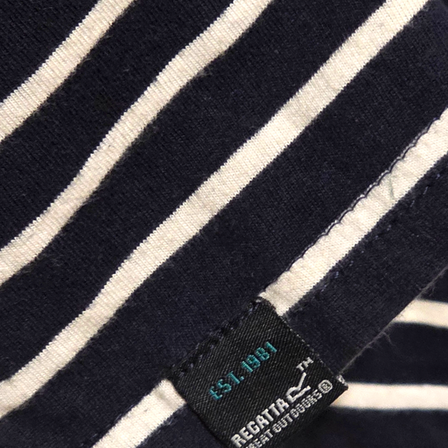 Regatta – Size 12 – Navy & White Striped Blouse – 100% Cotton