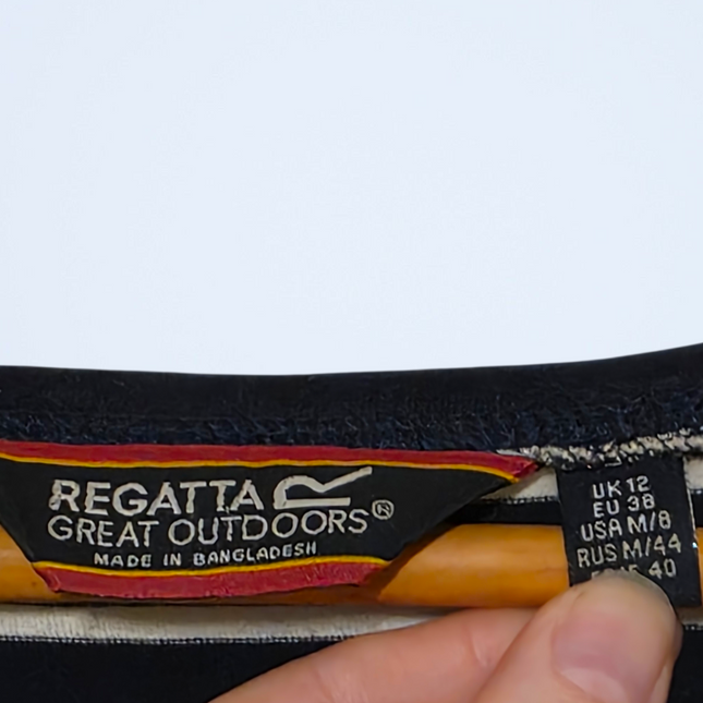 Regatta – Size 12 – Navy & White Striped Blouse – 100% Cotton