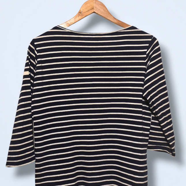 Regatta – Size 12 – Navy & White Striped Blouse – 100% Cotton