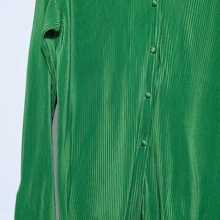 Rihoas – Size Small – Green All-over Pleated Button-up Blouse