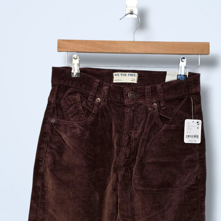 Free People W25 Risk Taker Straight Leg Trousers Corduroy