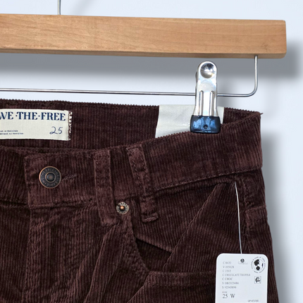 Free People W25 Risk Taker Straight Leg Trousers Corduroy