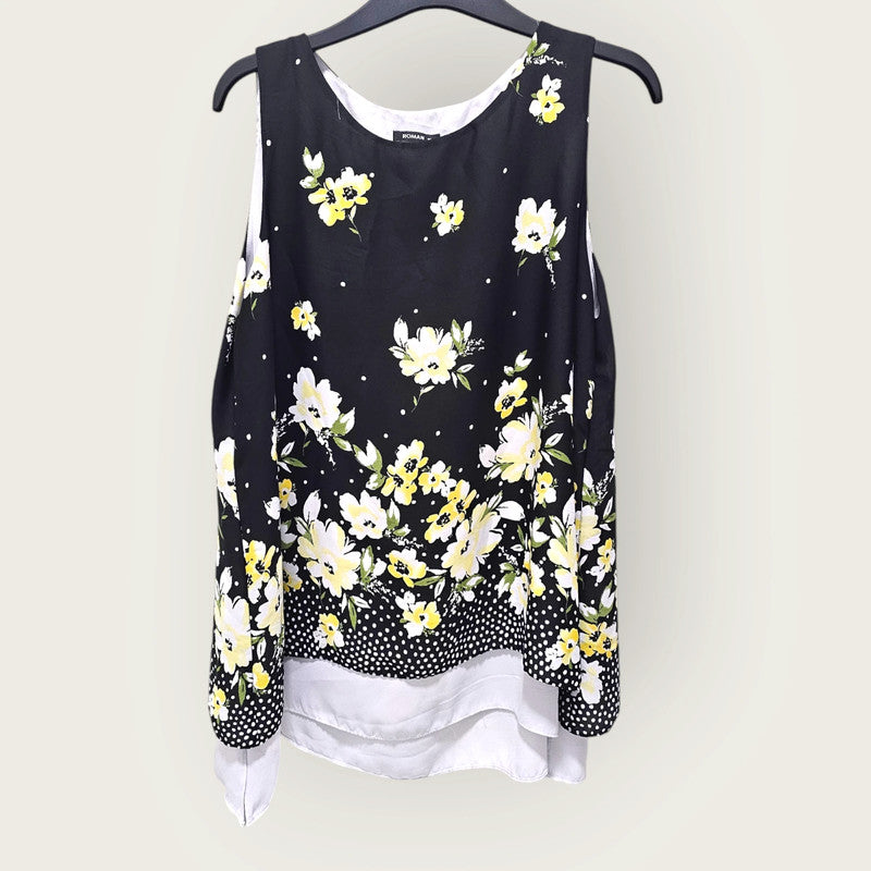 Roman Black & Yellow Floral Blouse | Layered UK 16