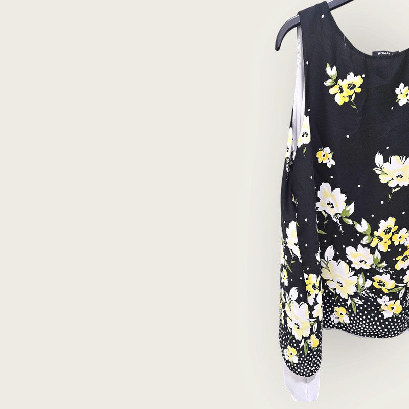 Roman Black & Yellow Floral Blouse | Layered UK 16