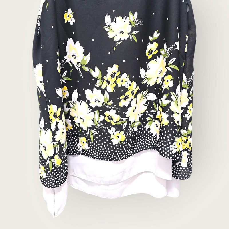 Roman Black & Yellow Floral Blouse | Layered UK 16