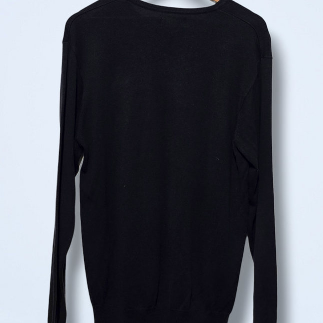 Russell Collection – Size Medium – Navy Long-sleeved V-Neck Sweater