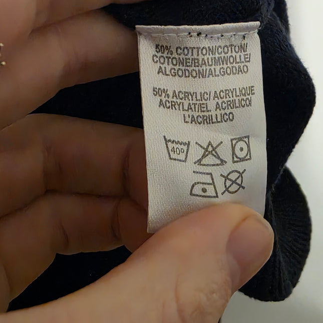 Russell Collection – Size Medium – Navy Long-sleeved V-Neck Sweater