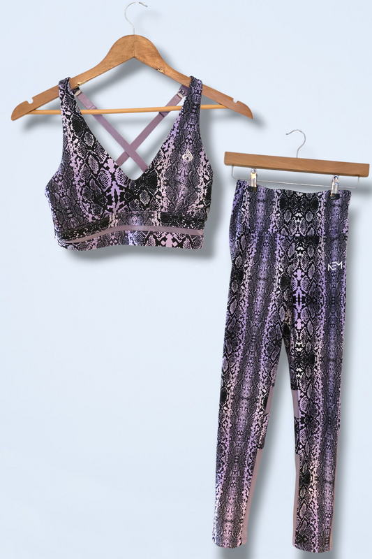 Ryderwear Size Small Animal Print Purple Black Gym Set