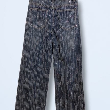 Saint Genies – NWT – Rhinestone Wide-leg Denim Jeans – Size UK 12