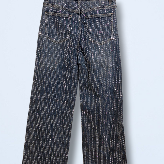 Saint Genies – NWT – Rhinestone Wide-leg Denim Jeans – Size UK 12
