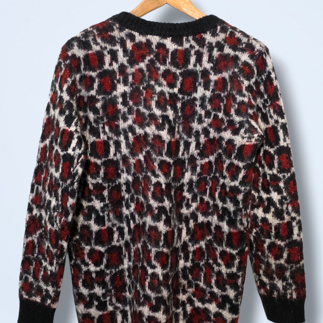 Black and Red Leopard Print Sandro Knitted Jumper Size Small