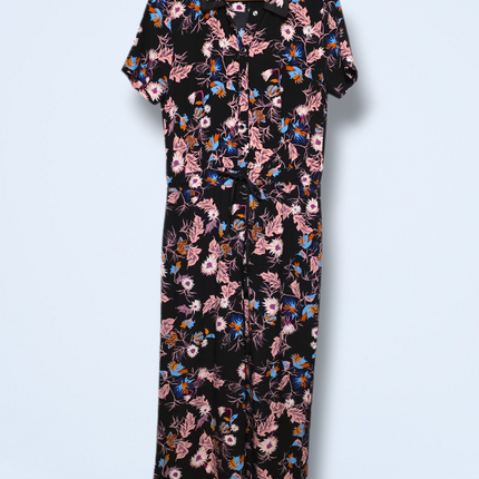 Sandro Oliver Jumpsuit – UK 8/10 – Bold Print – Snap Button Wide Leg