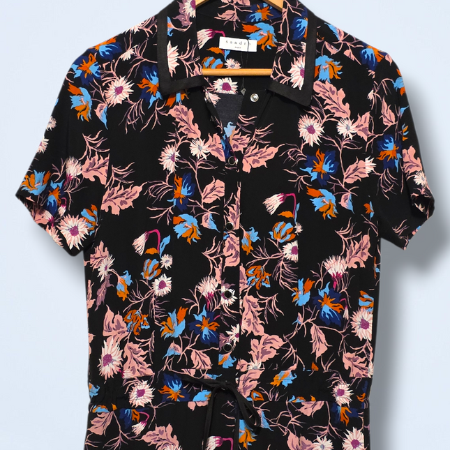 Sandro Oliver Jumpsuit – UK 8/10 – Bold Print – Snap Button Wide Leg