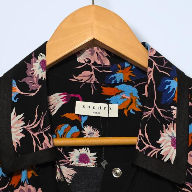 Sandro Oliver Jumpsuit – UK 8/10 – Bold Print – Snap Button Wide Leg