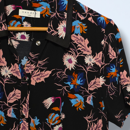 Sandro Oliver Jumpsuit – UK 8/10 – Bold Print – Snap Button Wide Leg