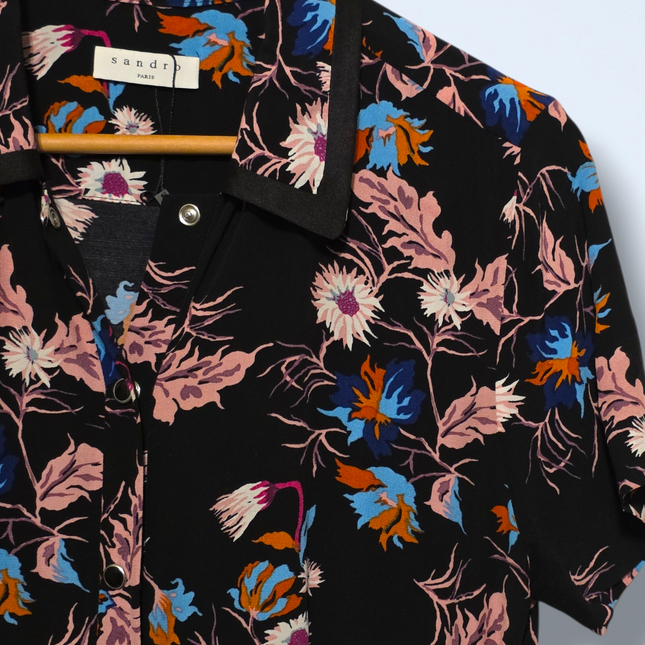 Sandro Oliver Jumpsuit – UK 8/10 – Bold Print – Snap Button Wide Leg