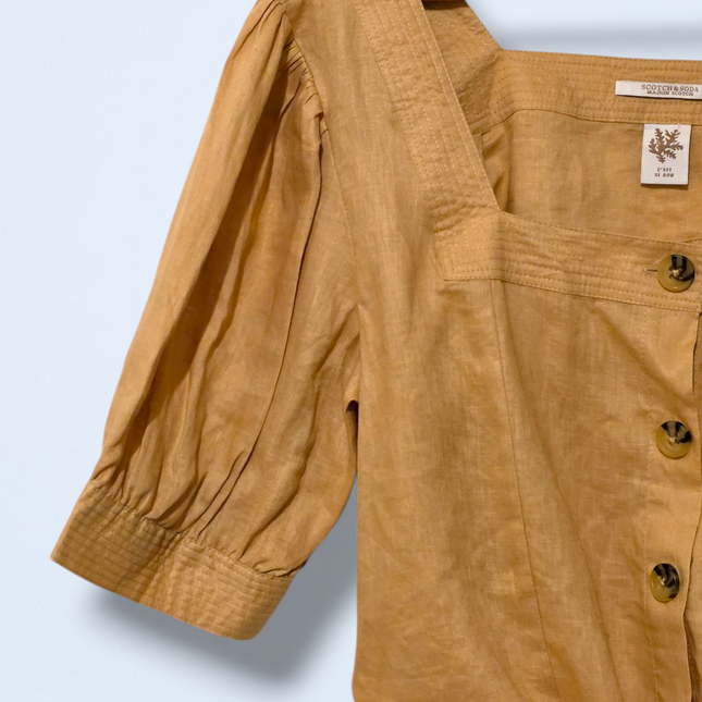 Scotch & Soda New Square Neck Linen Blouse Size XL