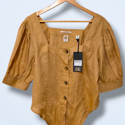 Scotch & Soda New Square Neck Linen Blouse Size XL
