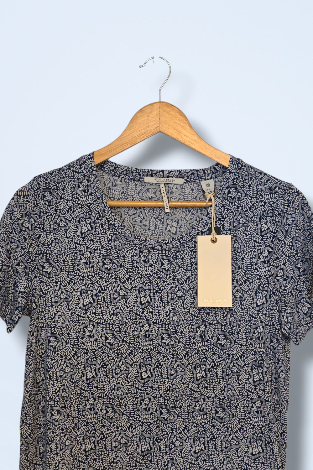 Blue & White Floral Print Scotch & Soda T-Shirt New UK XS