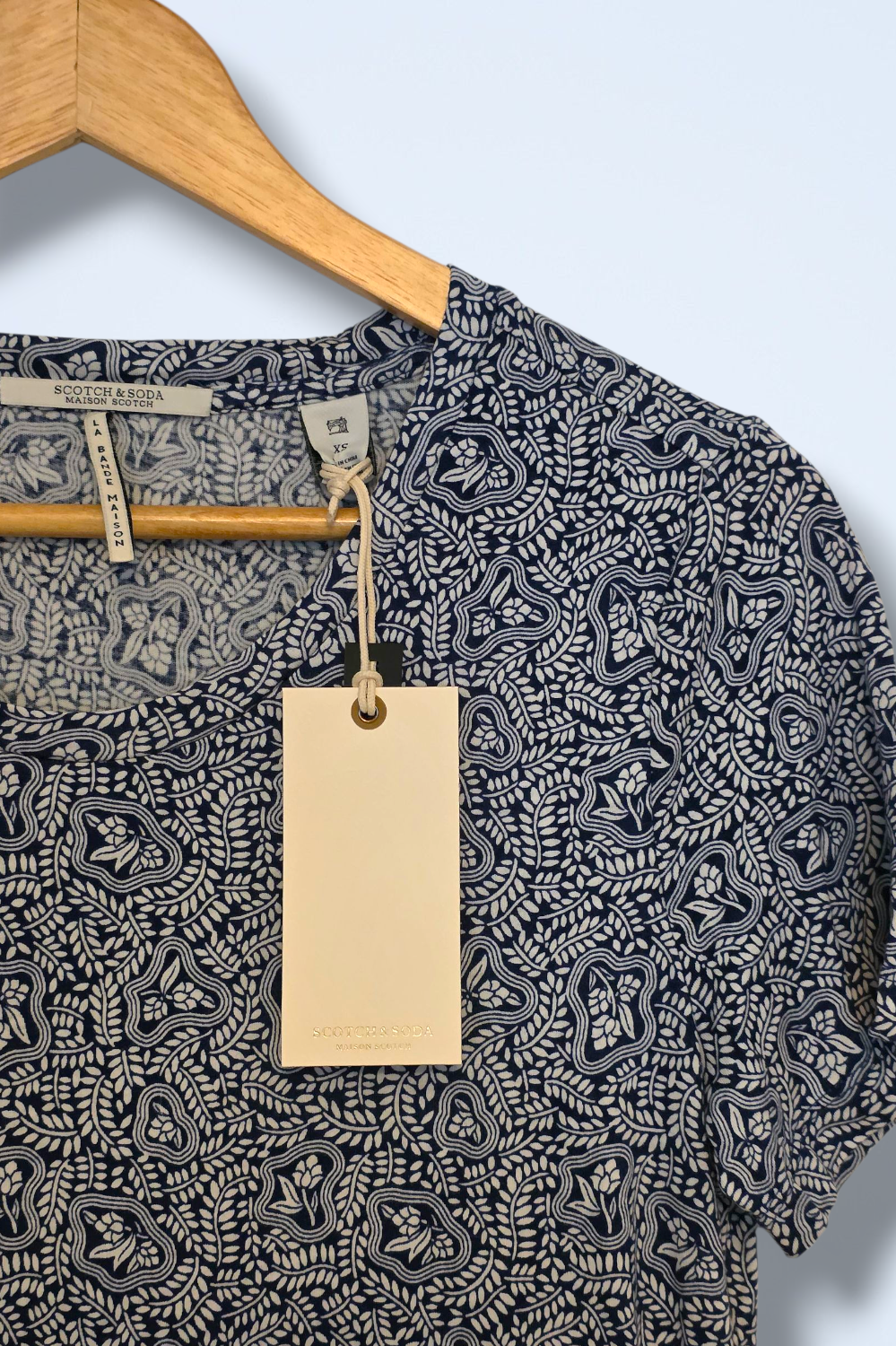 Blue & White Floral Print Scotch & Soda T-Shirt New UK XS