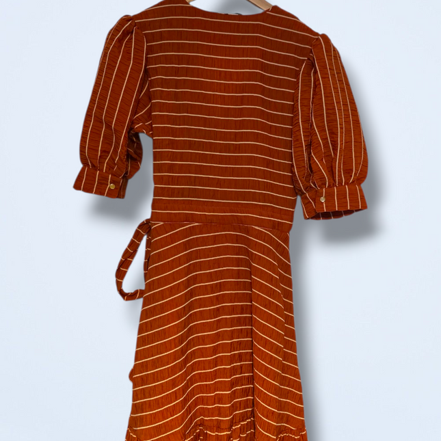 Scotch & Soda Orange/rust Striped Wrap Dress New Size Small