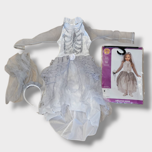 Children’s Skeleton Bride Costume – Age 5-6, New with Tags