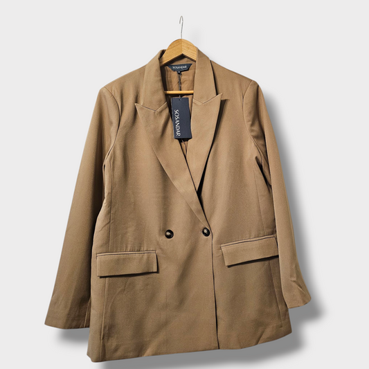 Sosandar Camel Double-Button Blazer – UK 14 – New with Tags