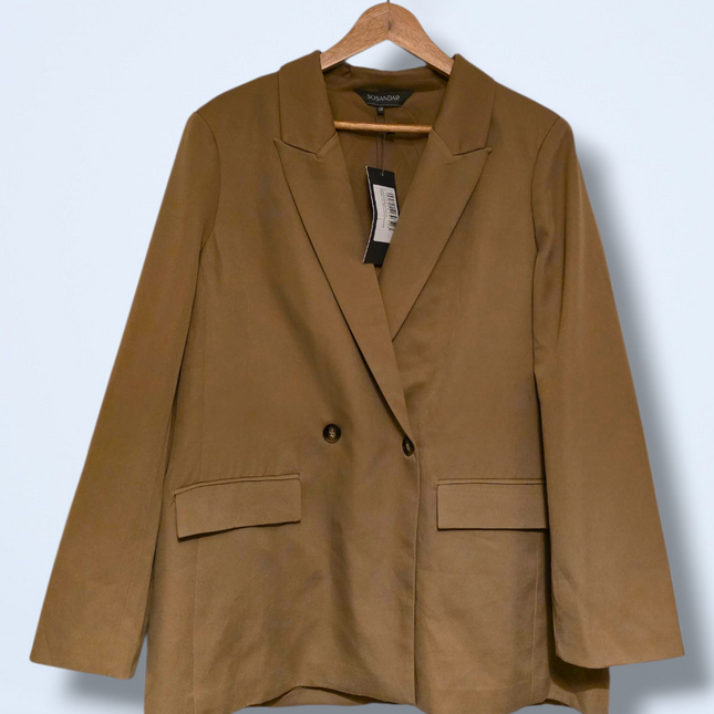 Sosandar New Double Breasted Camel Coloured Button Blazer