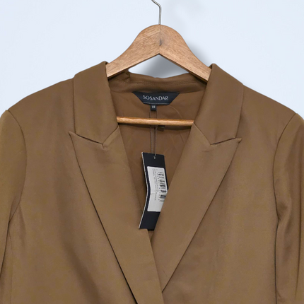 Sosandar New Double Breasted Camel Coloured Button Blazer