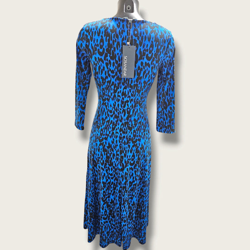 Sosandar New Leopard Print Sweetheart Neckline Midi Dress