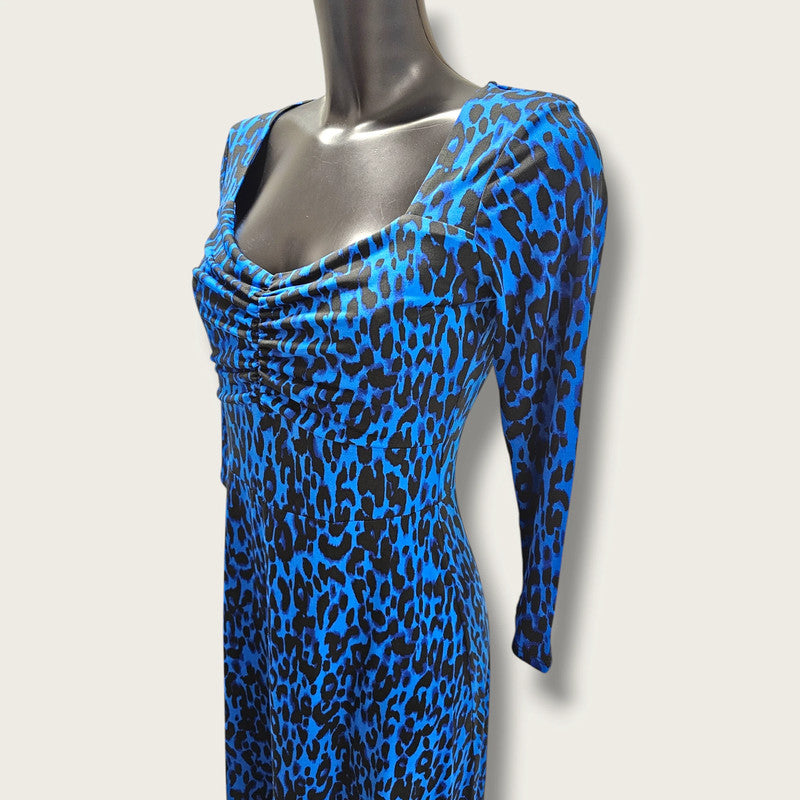 Sosandar New Leopard Print Sweetheart Neckline Midi Dress