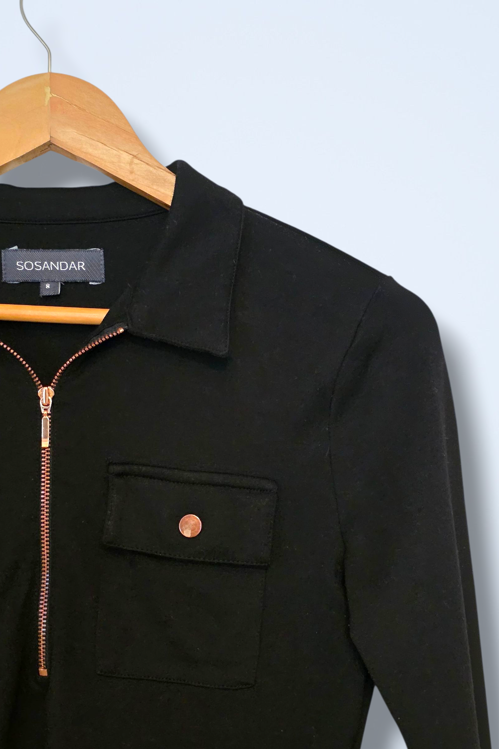 Sosandar Black ¼ Zipped Top Long-sleeved Size 8