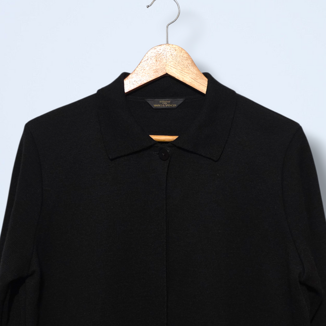 Black Wool St Michael’s Hidden Button Cardigan Size 16