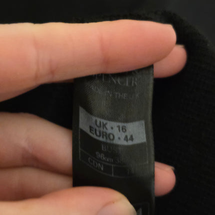 Black Wool St Michael’s Hidden Button Cardigan Size 16