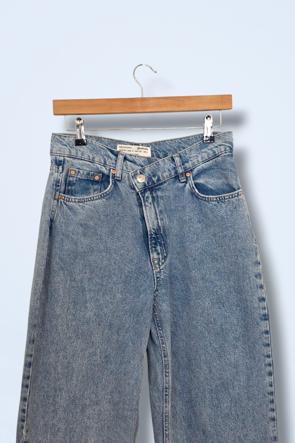 Blue High Waist Straight Leg Stradivarius Jeans UK 8